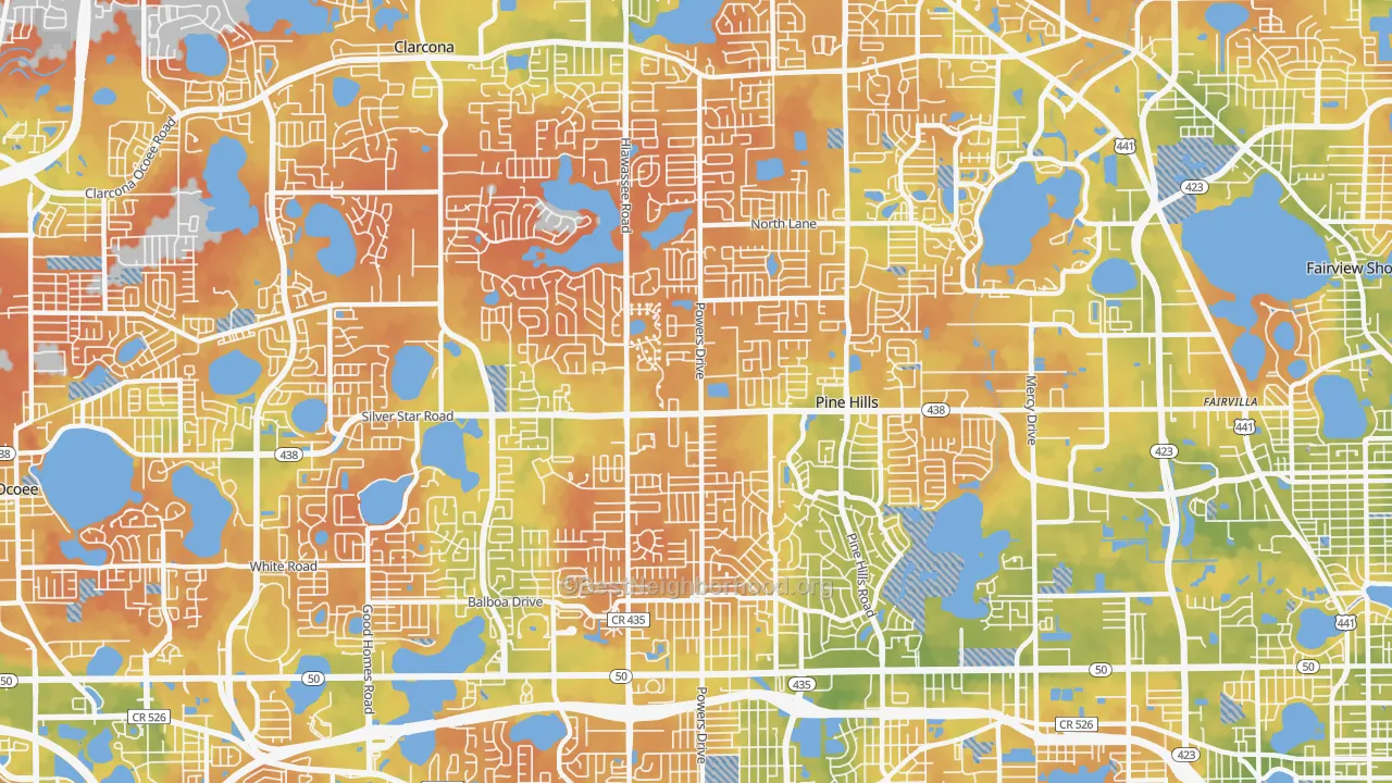 Bike Grade map of Pine Hills, FL