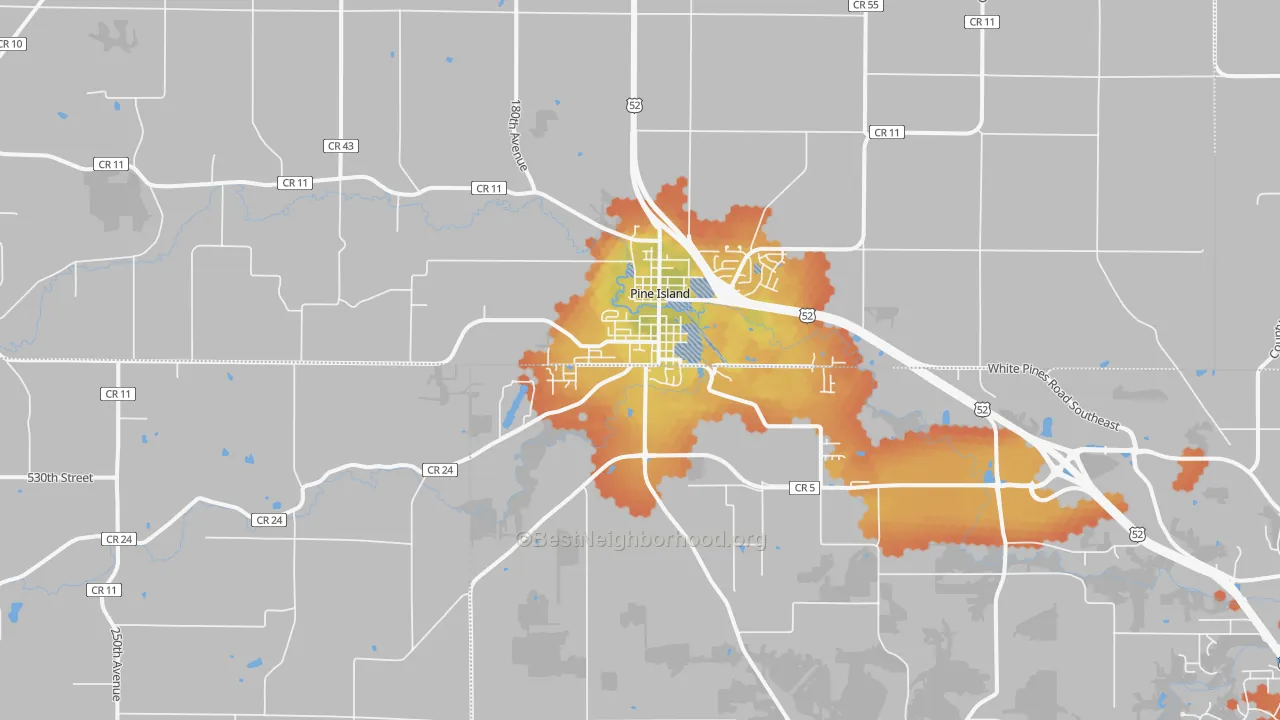 Bike Grade map of Pine Island, MN