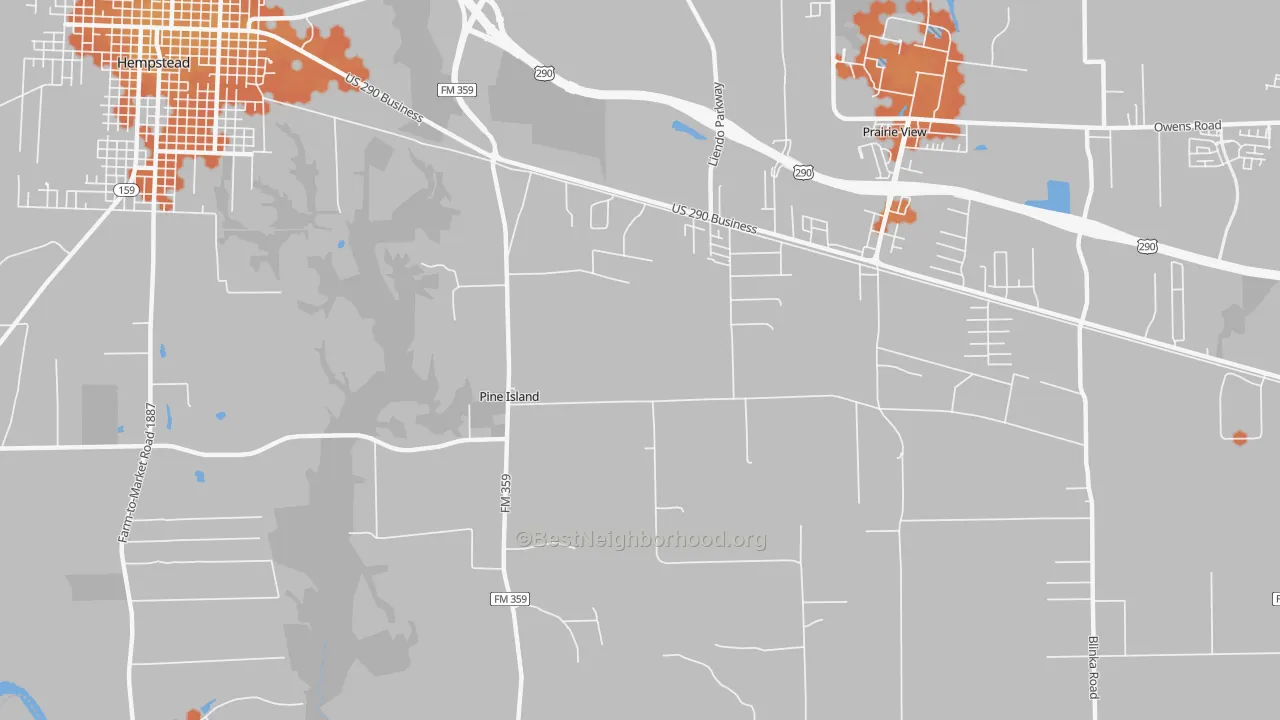 Bike Grade map of Pine Island, TX