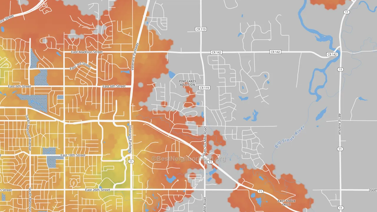 Bike Grade map of Pine Lakes Addition, SD