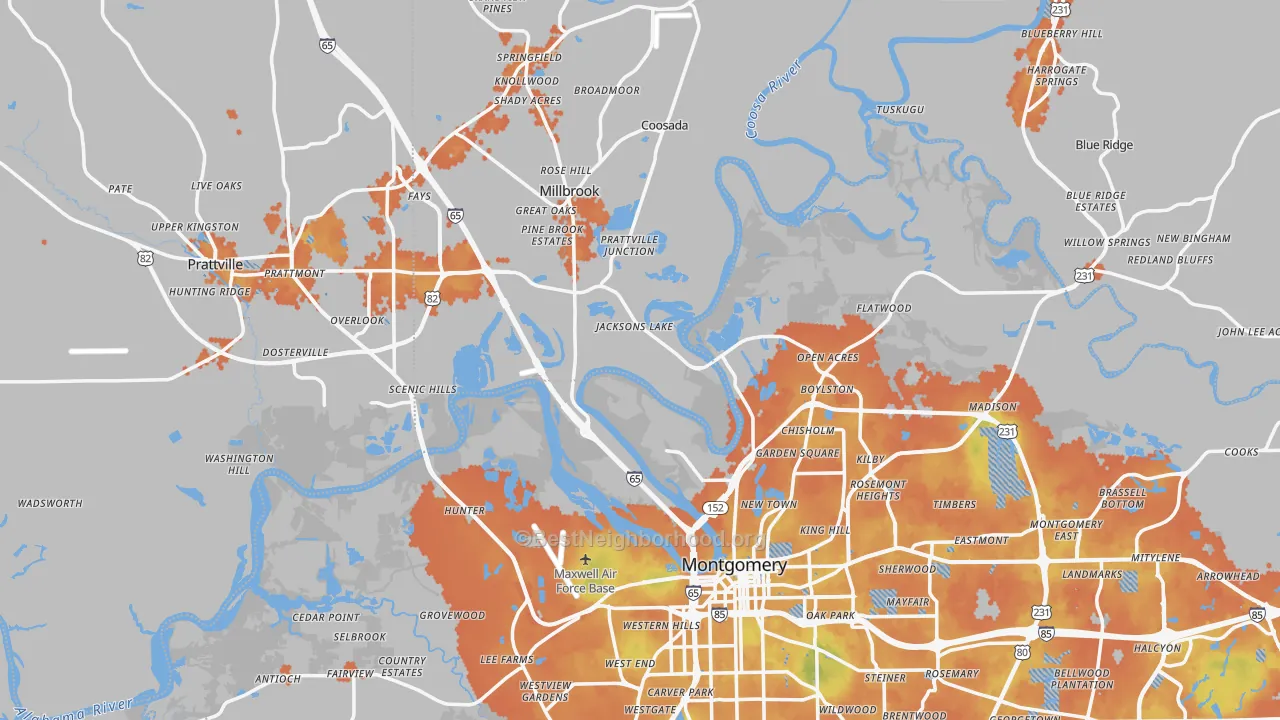 Bike Grade map of Pine Level, AL