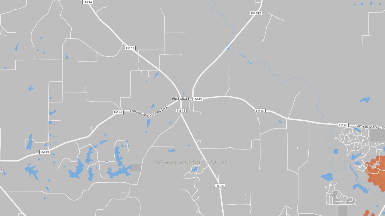 Bike Grade map of Pine Mills, TX