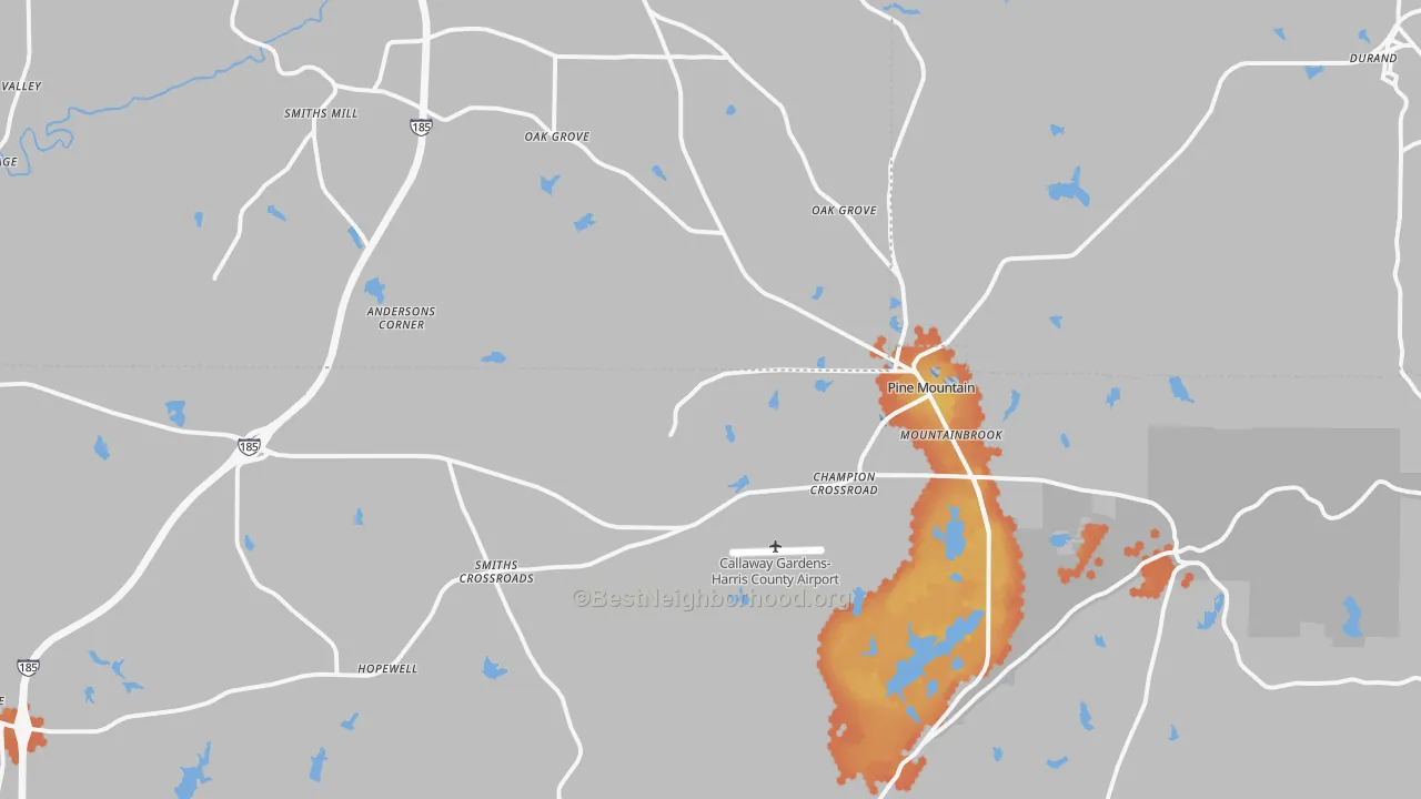 Bike Grade map of Pine Mountain, GA