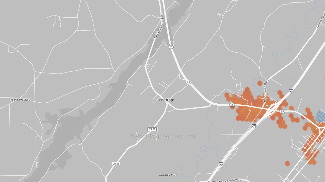Bike Grade map of Pine Ridge, AL