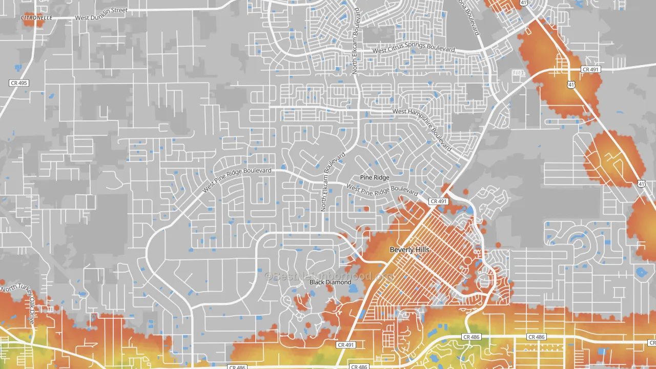 Bike Grade map of Pine Ridge, FL
