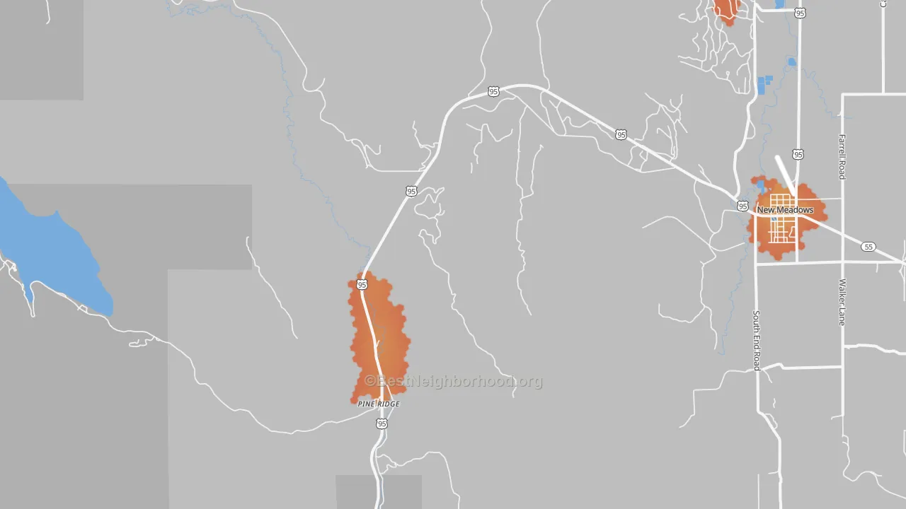 Bike Grade map of Pine Ridge, ID