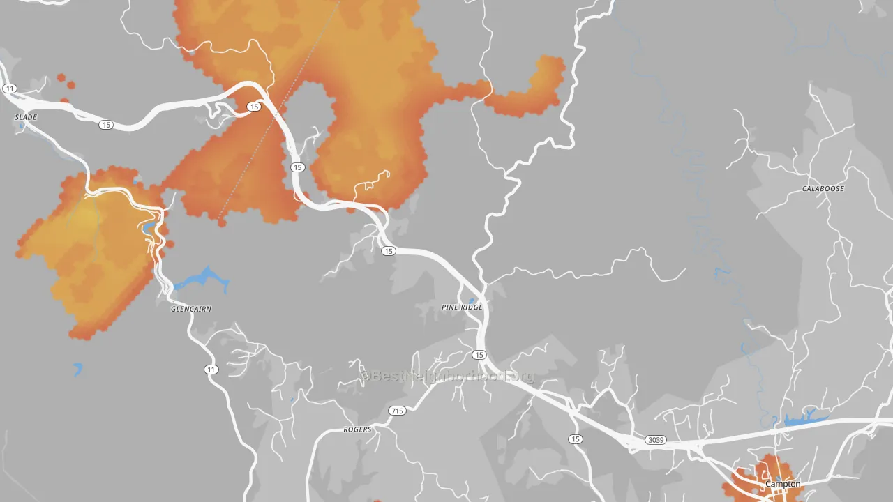 Bike Grade map of Pine Ridge, KY