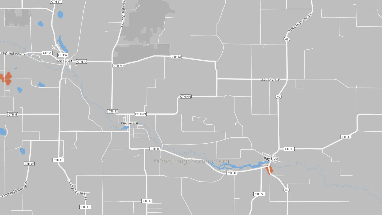 Bike Grade map of Pine River, WI
