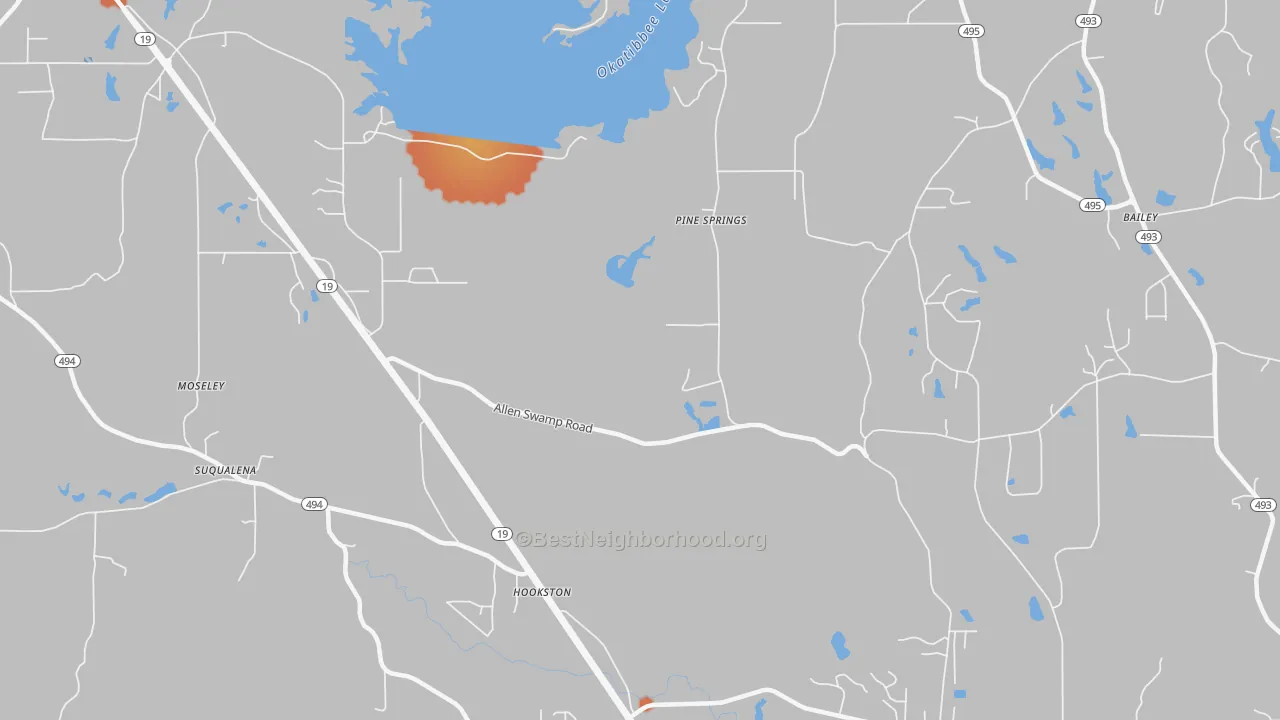 Bike Grade map of Pine Springs, MS