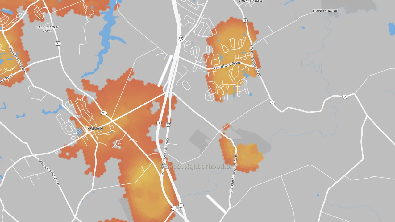 Bike Grade map of Pine Tree Corners, DE