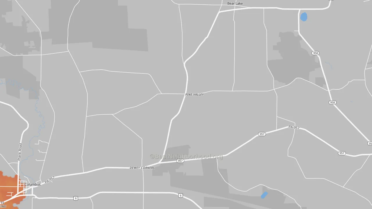 Bike Grade map of Pine Valley, PA