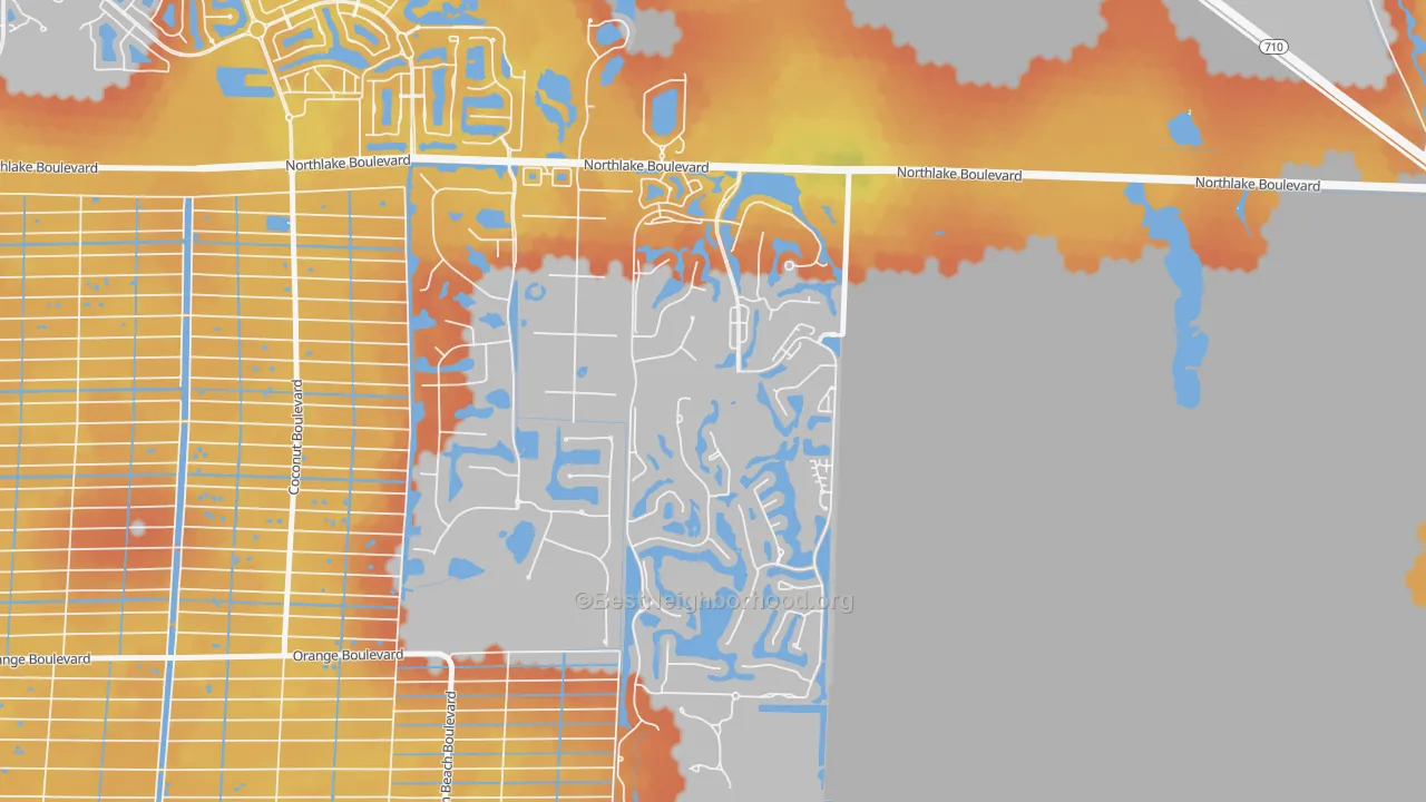 Bike Grade map of Pineapple Park, West Palm Beach, FL