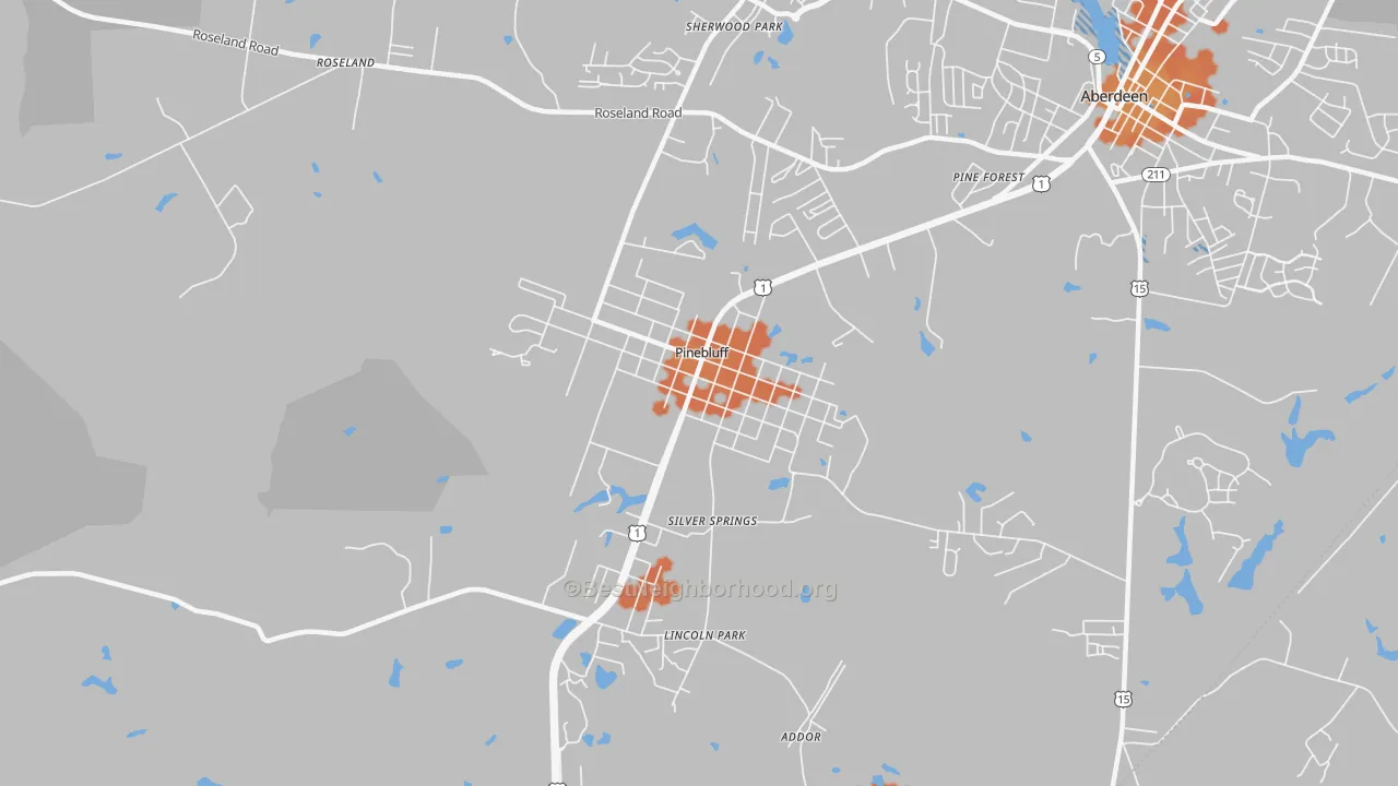 Bike Grade map of Pinebluff, NC