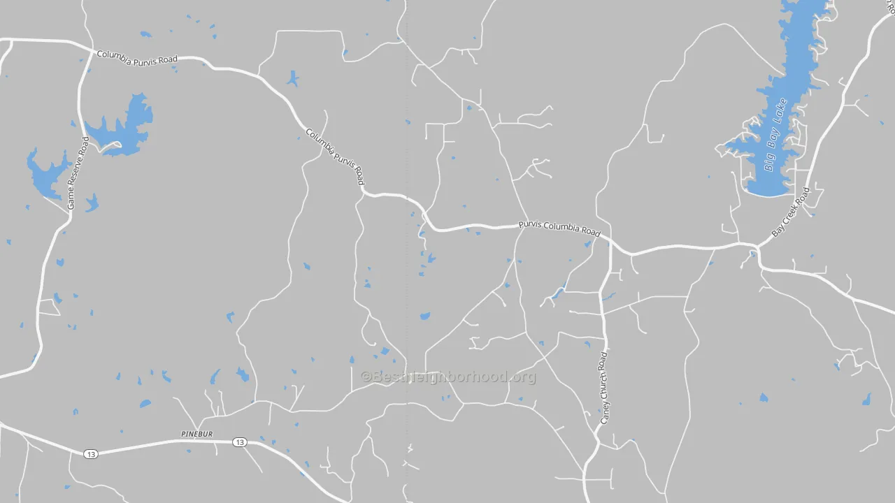Bike Grade map of Pinebur, MS