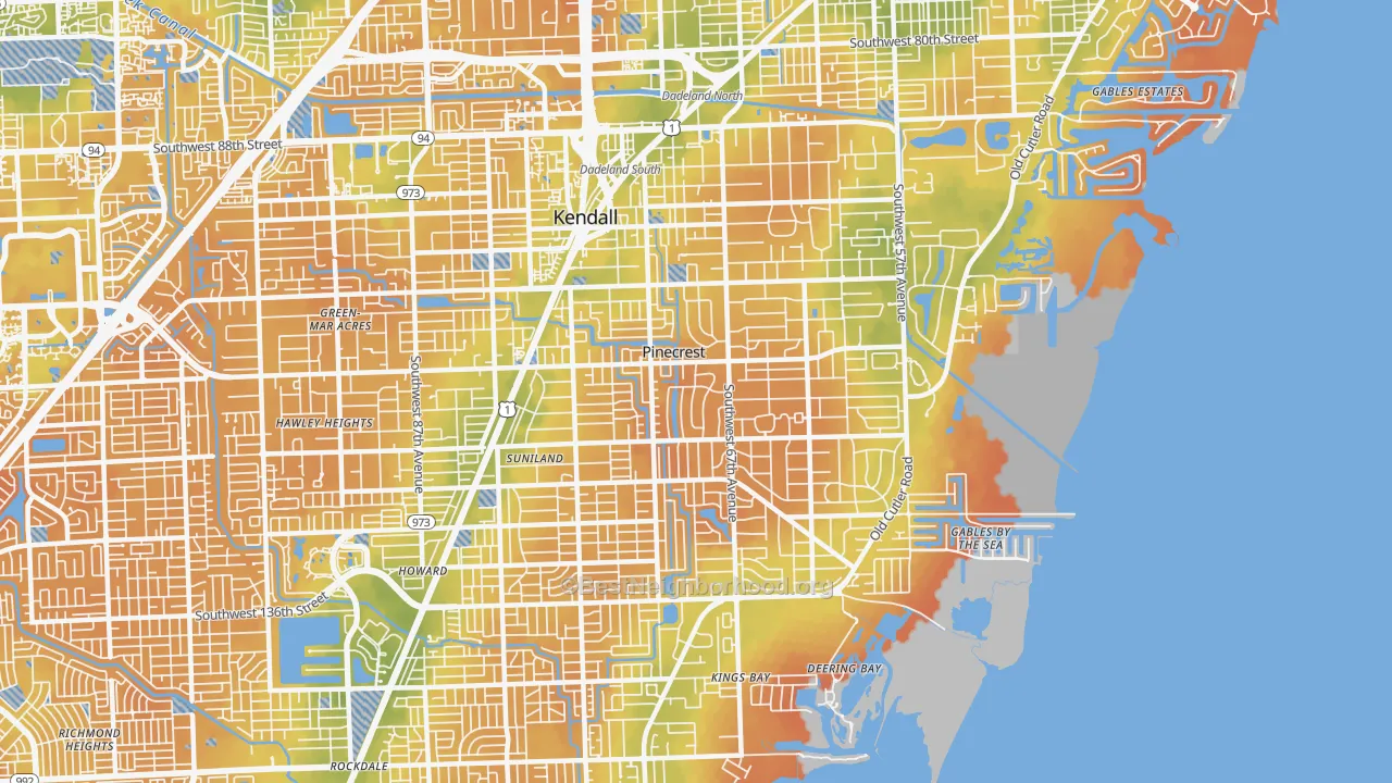 Bike Grade map of Pinecrest, FL