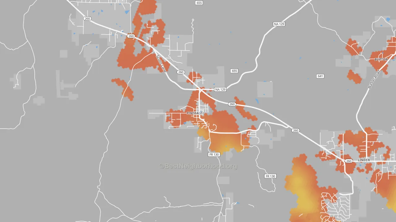 Bike Grade map of Pinedale, AZ