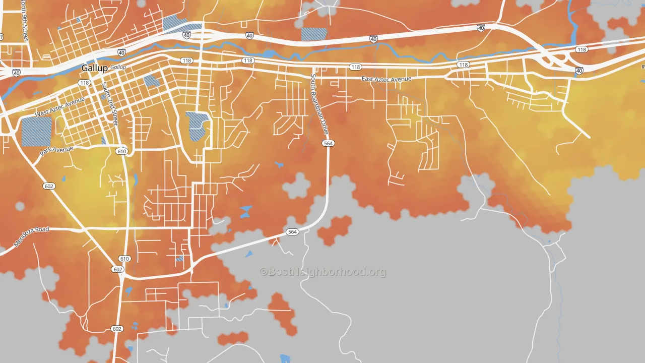Bike Grade map of Pinedale, NM