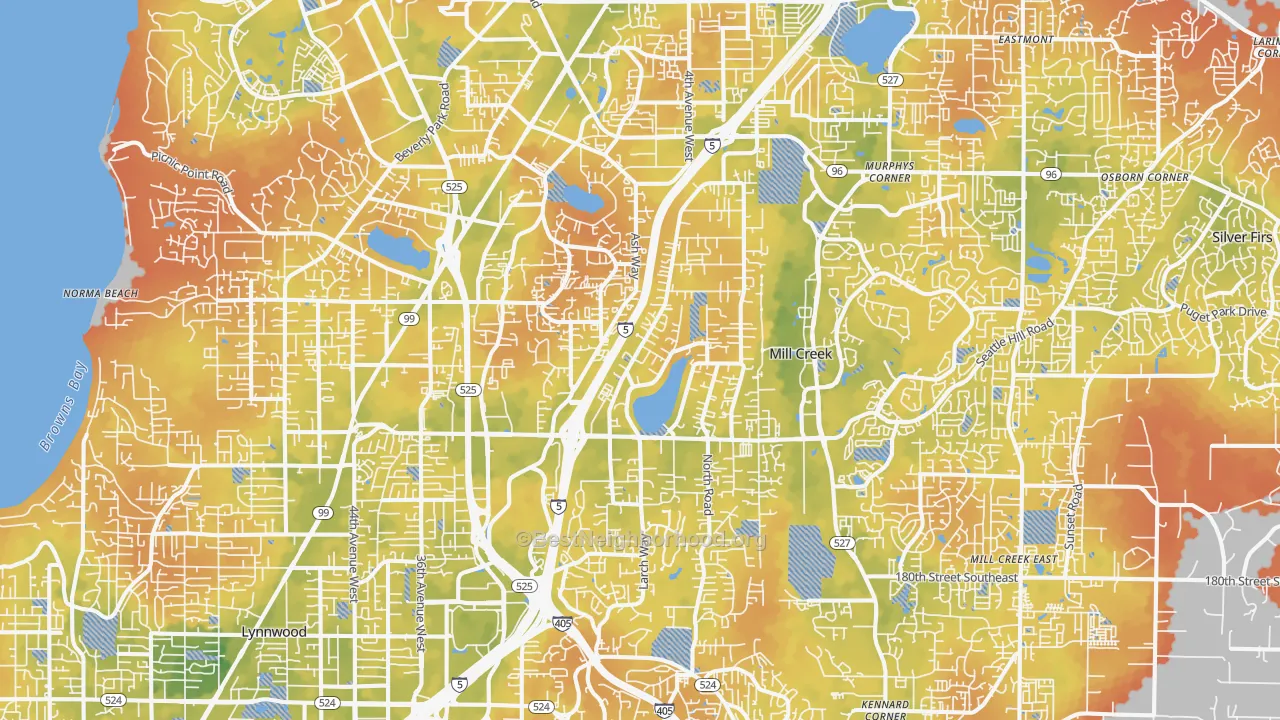 Bike Grade map of Pinehurst, Everett, WA