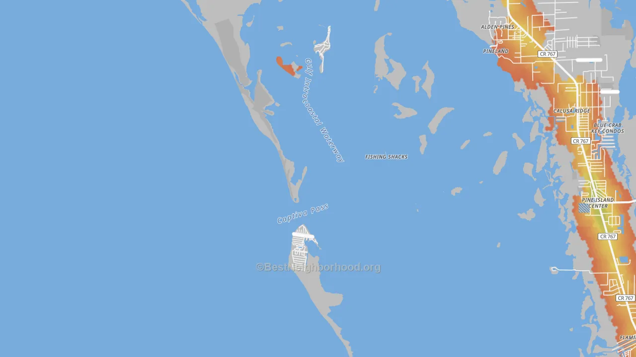 Bike Grade map of Pineland, FL
