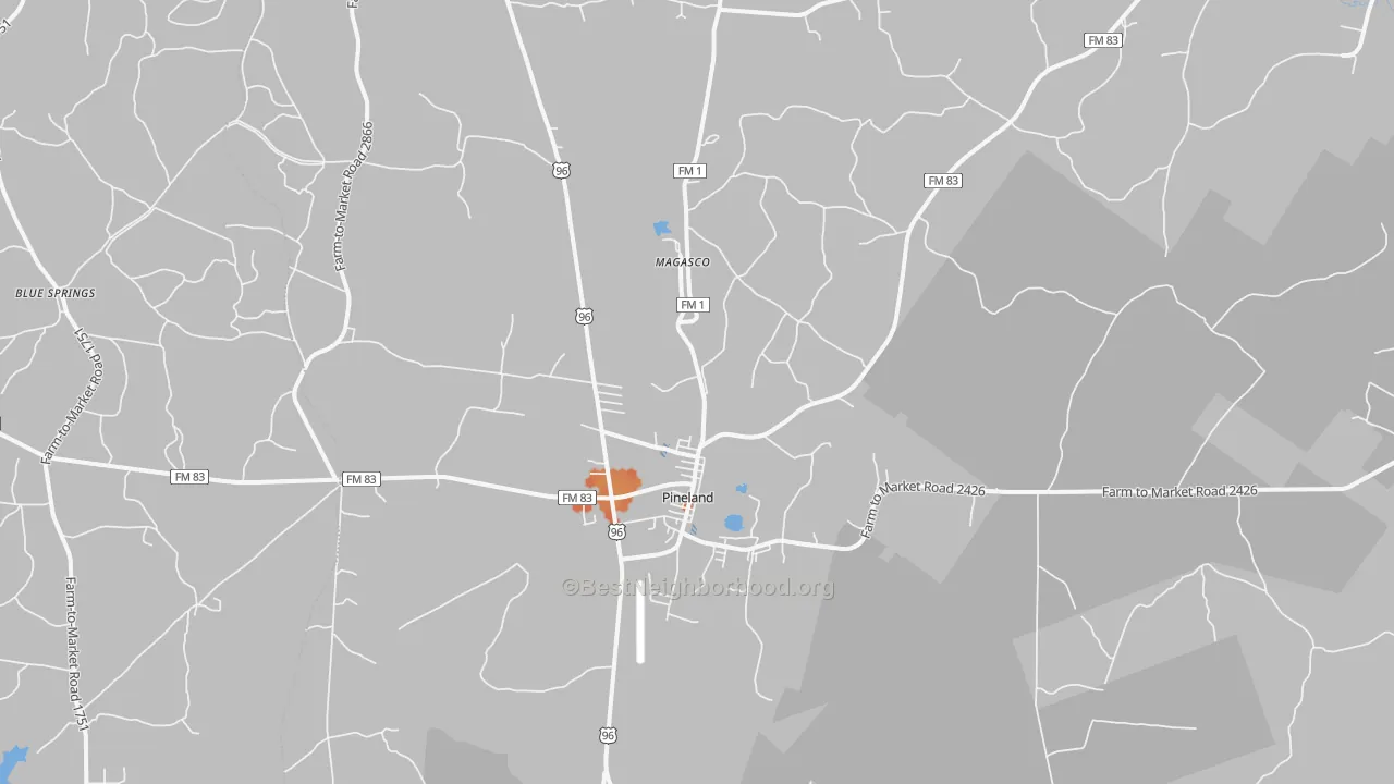 Bike Grade map of Pineland, TX
