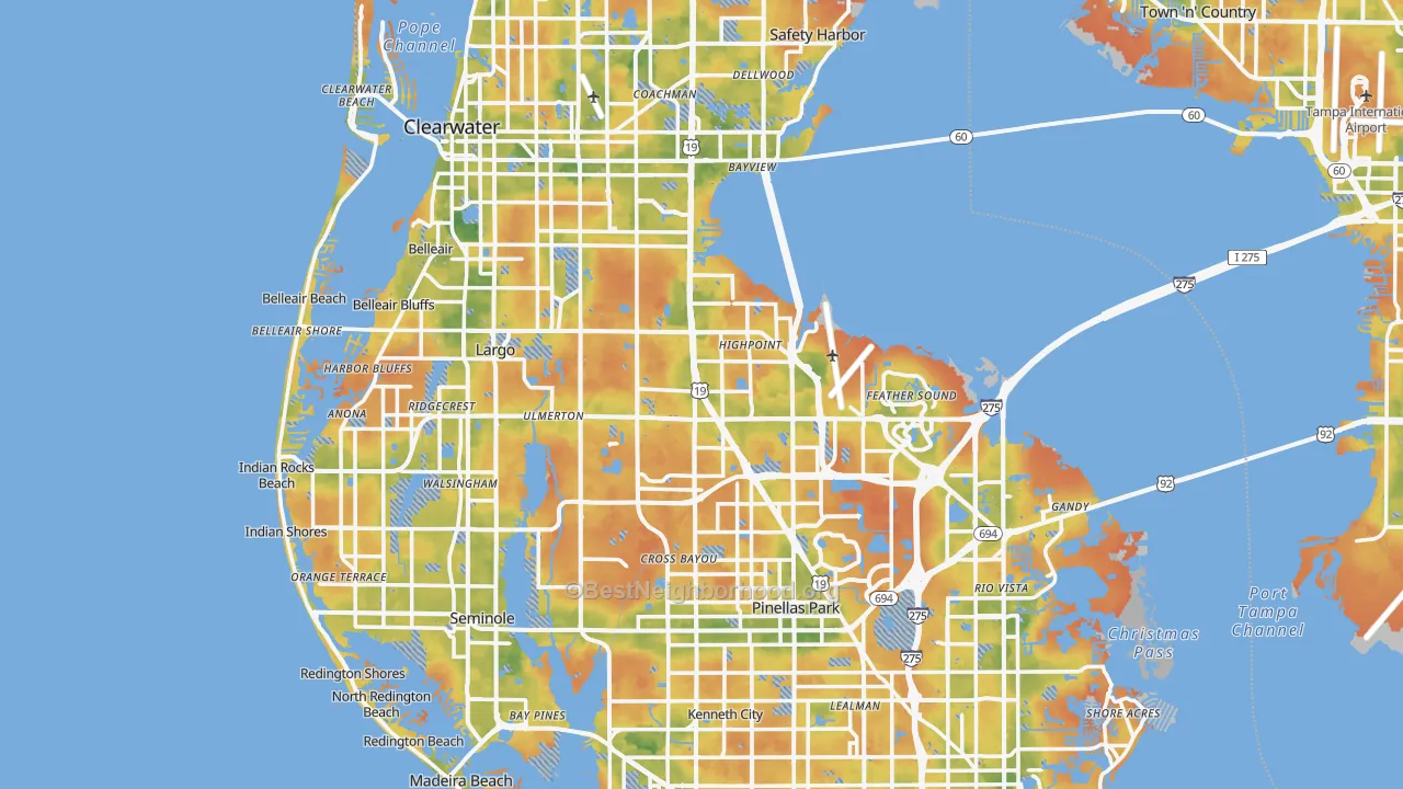 Bike Grade map of Pinellas County, FL