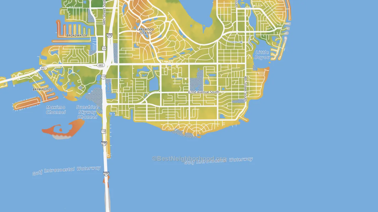 Bike Grade map of Pinellas Point, St. Petersburg, FL
