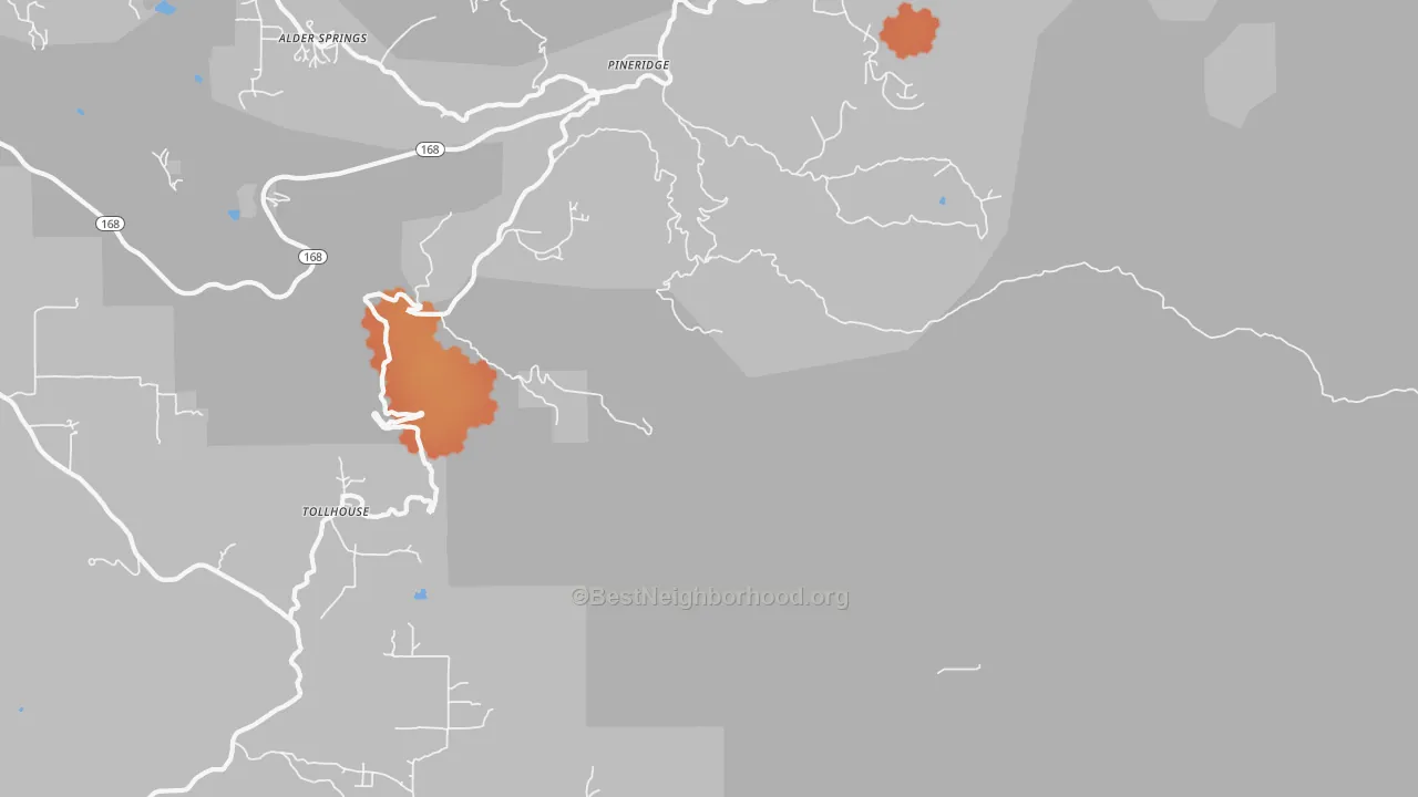 Bike Grade map of Pineridge, CA
