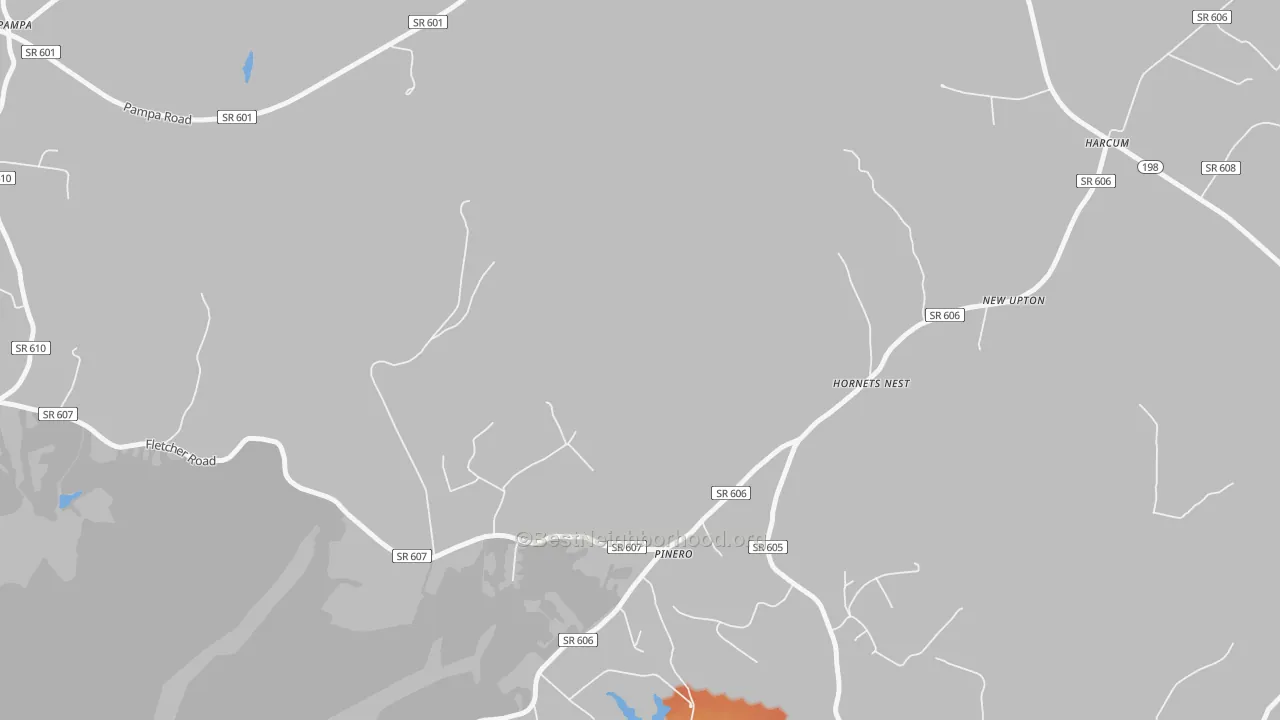 Bike Grade map of Pinero, VA
