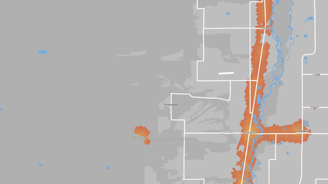 Bike Grade map of Pinesdale, MT