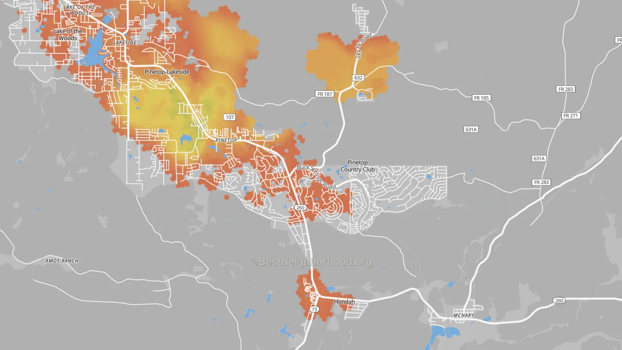 Bike Grade map of Pinetop, AZ