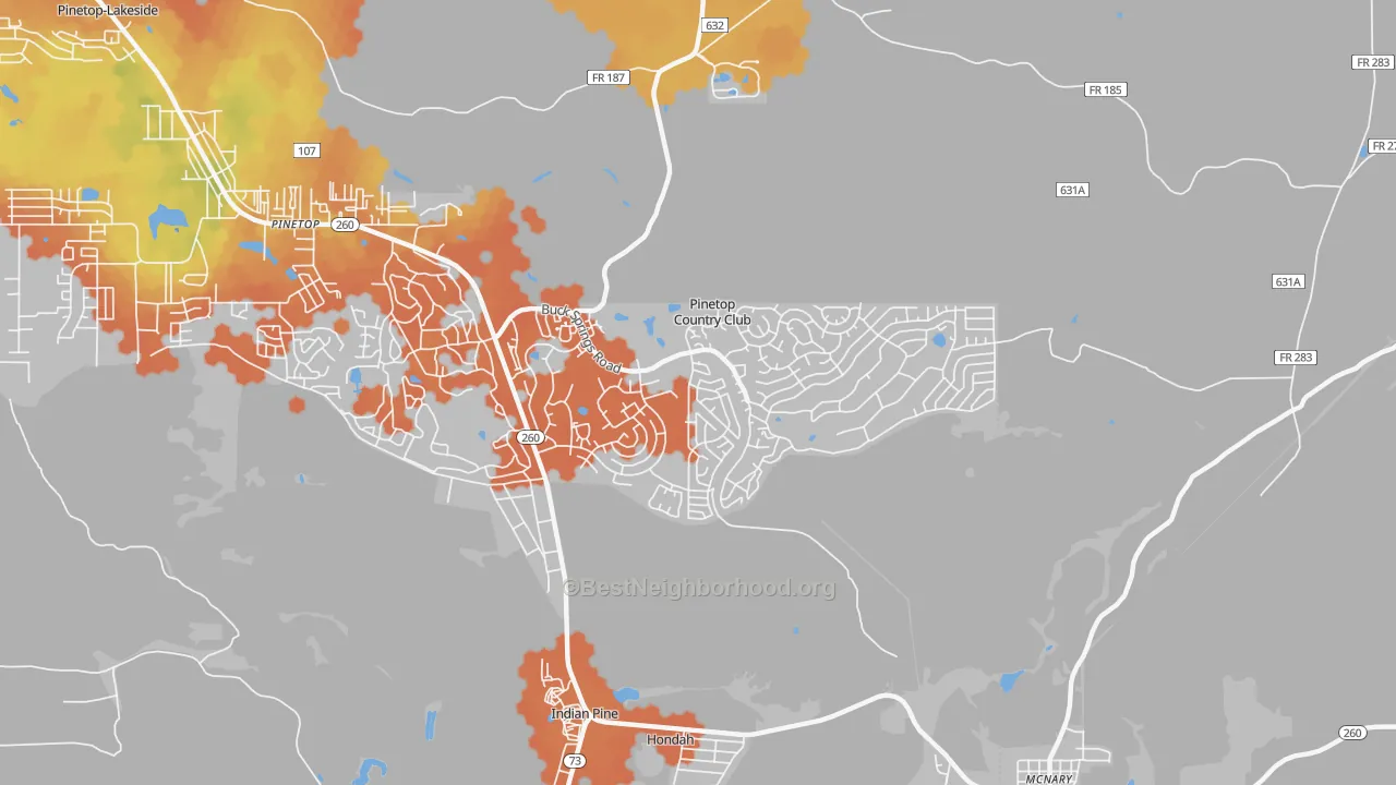 Bike Grade map of Pinetop Country Club, AZ