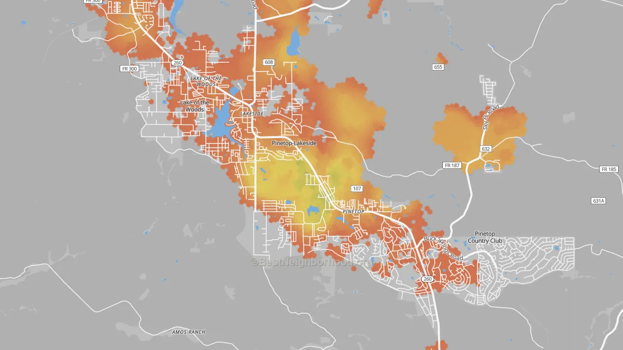 Bike Grade map of Pinetop-Lakeside, AZ
