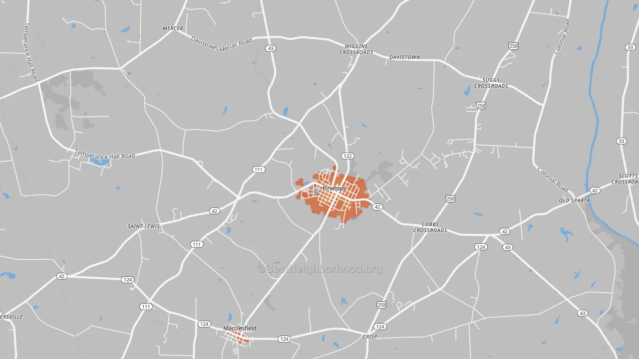 Bike Grade map of Pinetops, NC