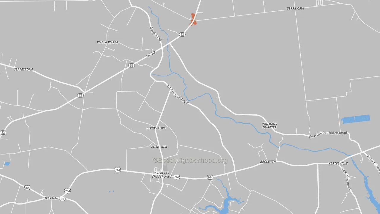 Bike Grade map of Pinetown, NC