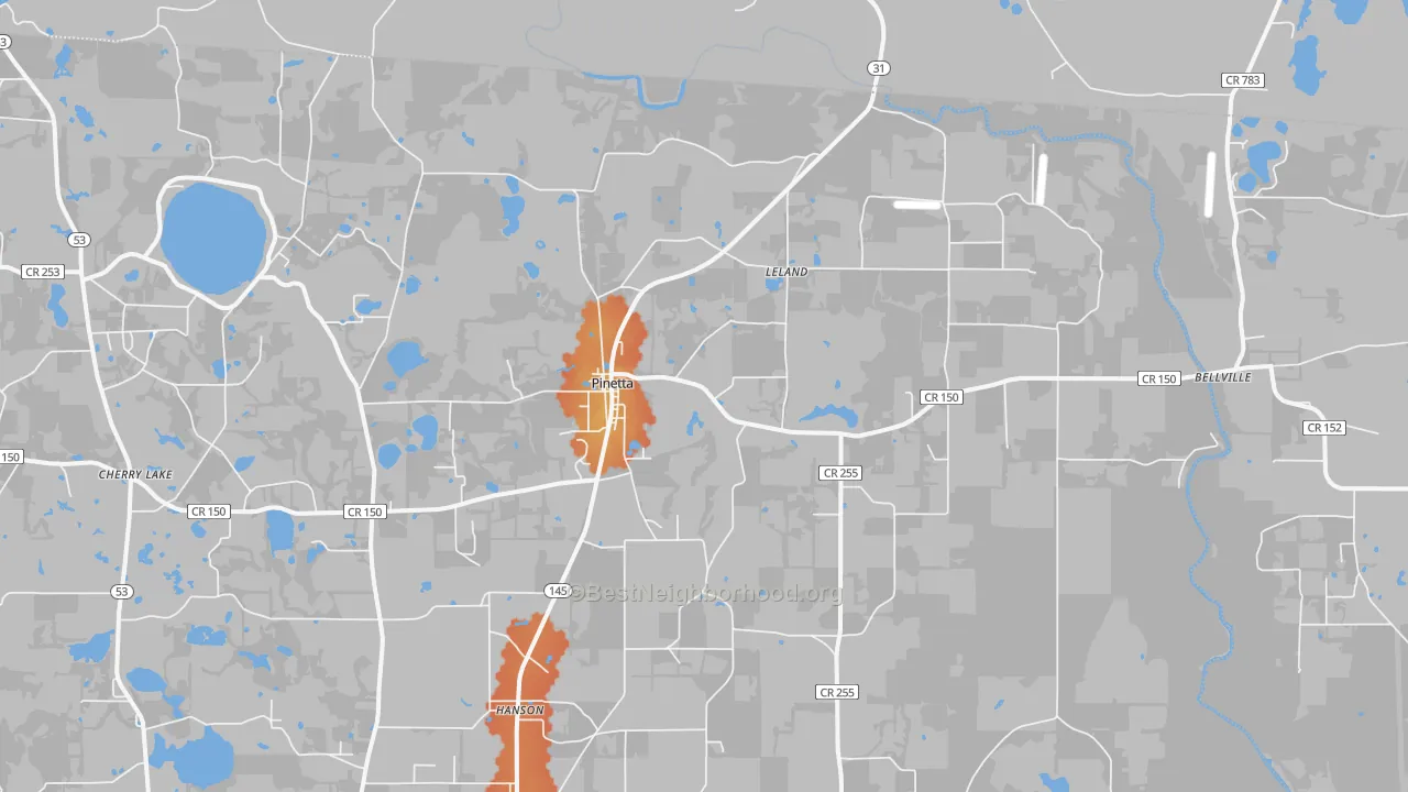 Bike Grade map of Pinetta, FL