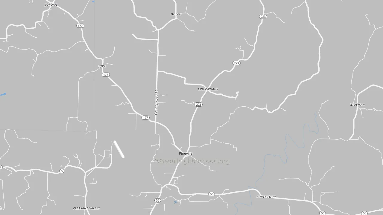 Bike Grade map of Pineville, AR