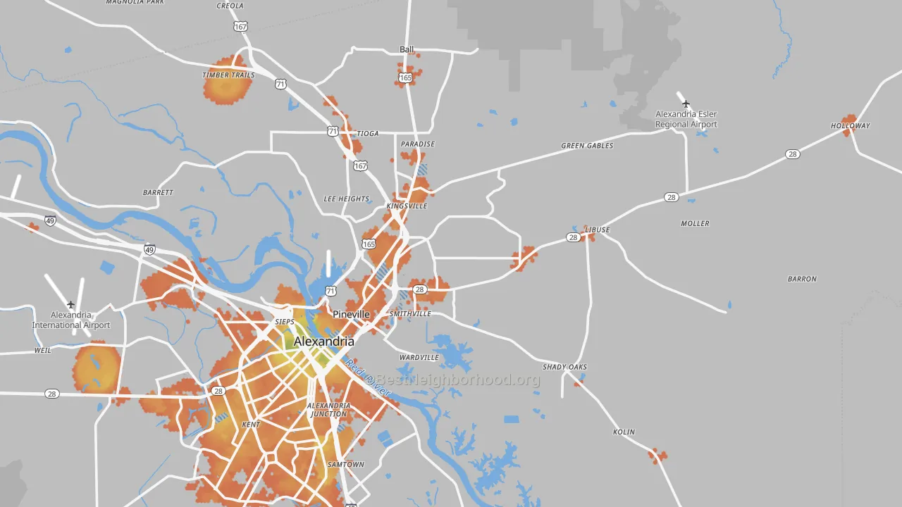 Bike Grade map of Pineville, LA