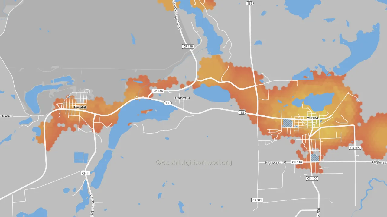 Bike Grade map of Pineville, MN
