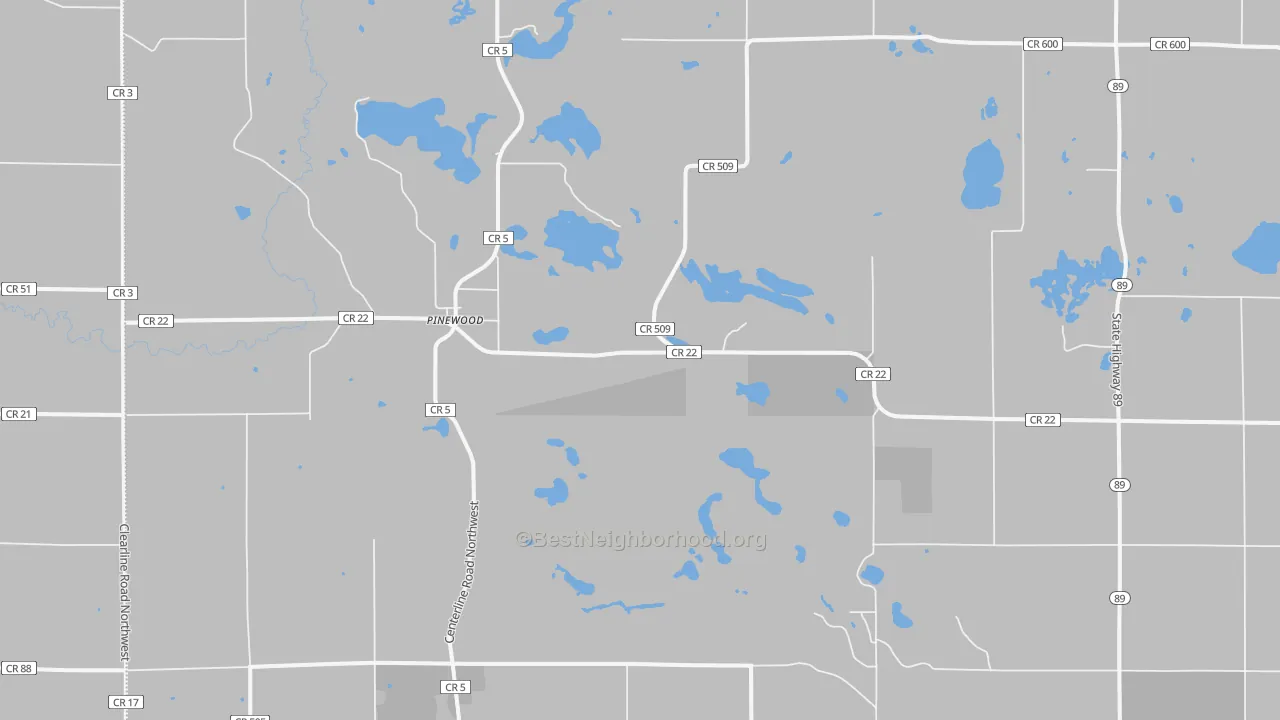 Bike Grade map of Pinewood, MN