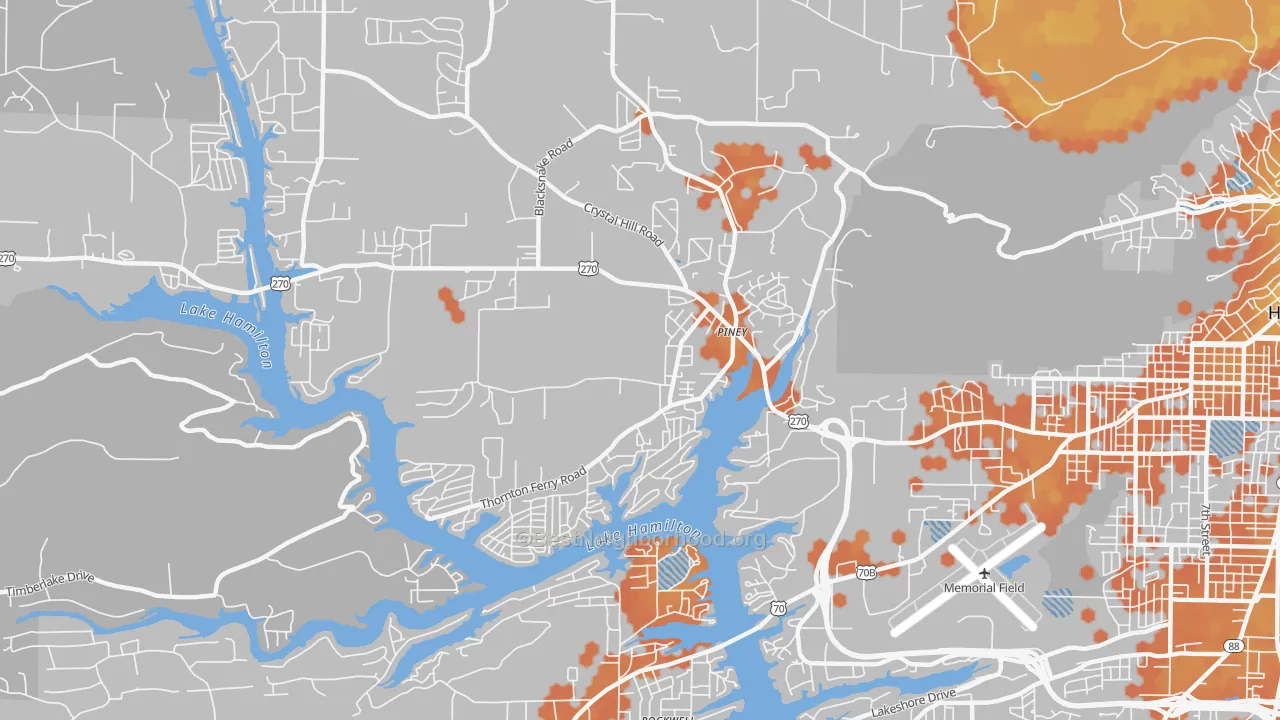 Bike Grade map of Piney, AR