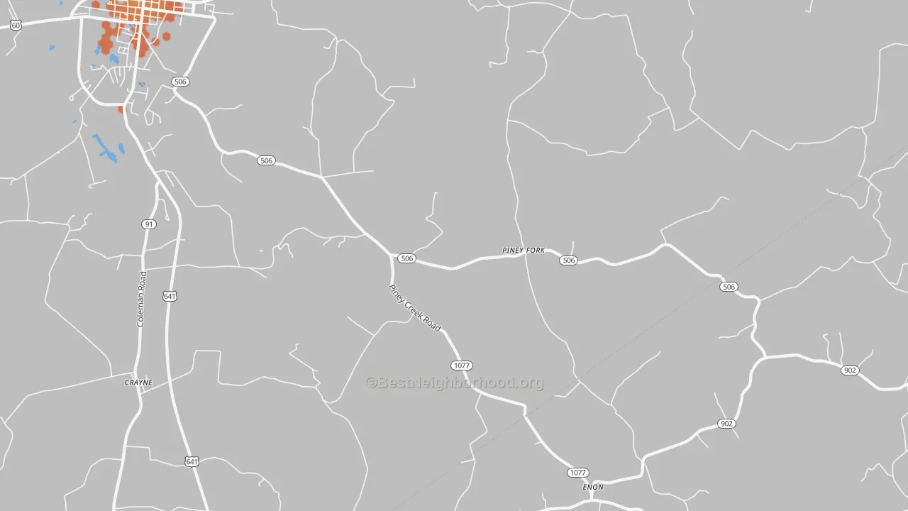 Bike Grade map of Piney Fork, KY