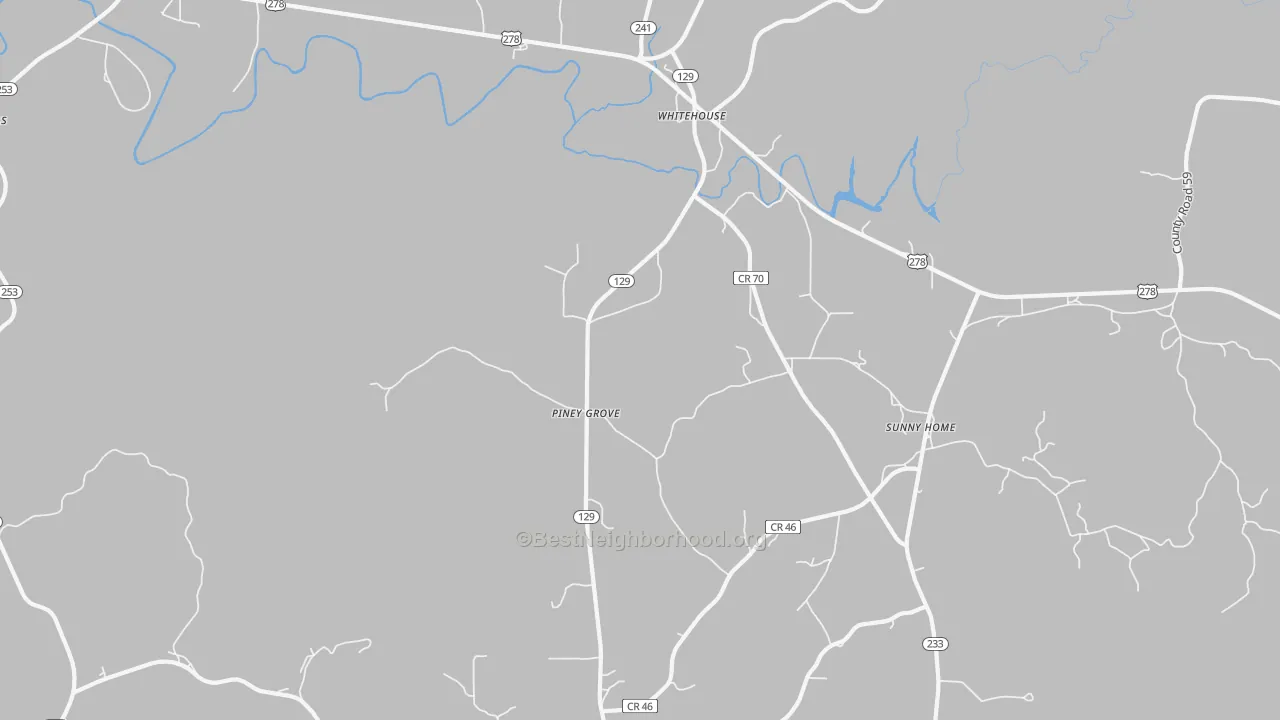 Bike Grade map of Piney Grove, AL