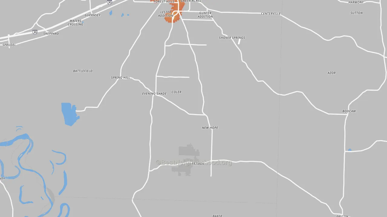 Bike Grade map of Piney Grove, AR