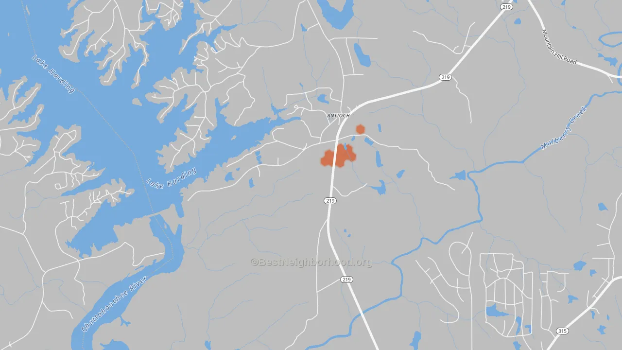 Bike Grade map of Piney Grove, GA