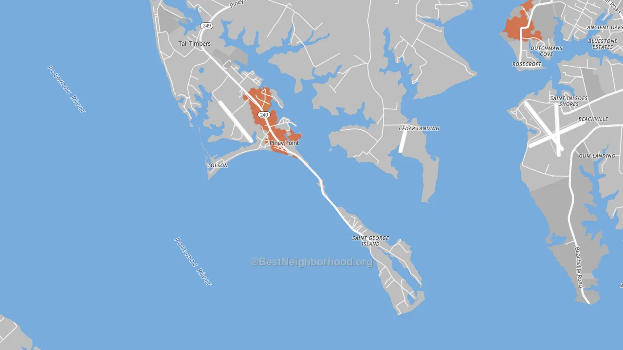 Bike Grade map of Piney Point, MD