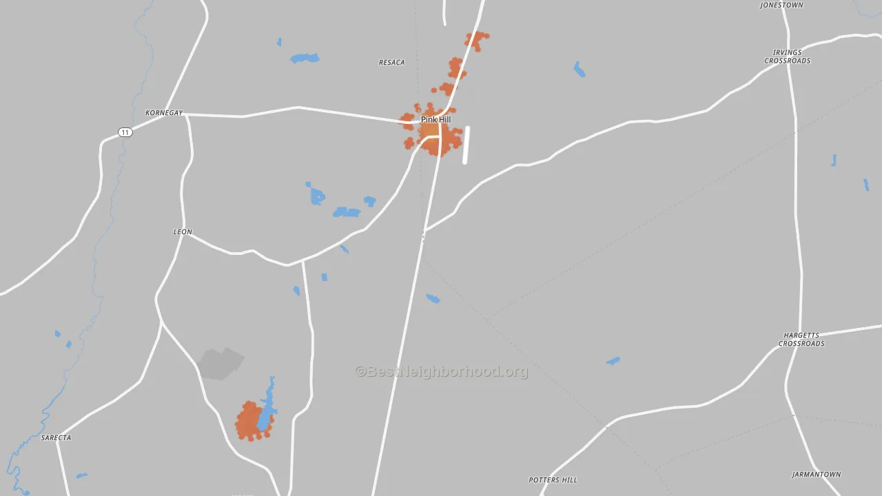 Bike Grade map of Pink Hill, NC