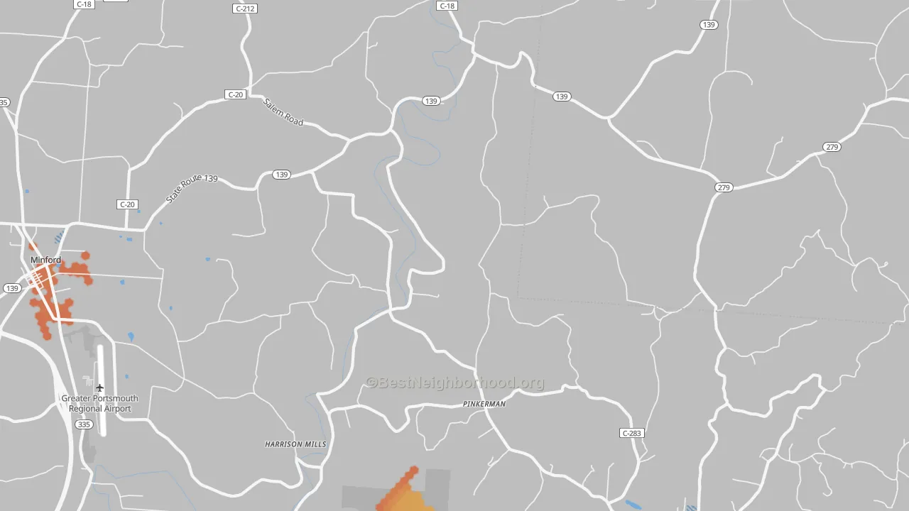 Bike Grade map of Pinkerman, OH
