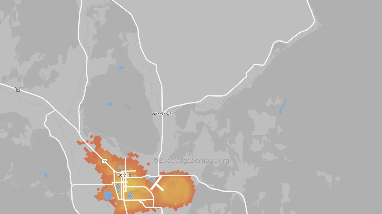 Bike Grade map of Pinkney City, WA
