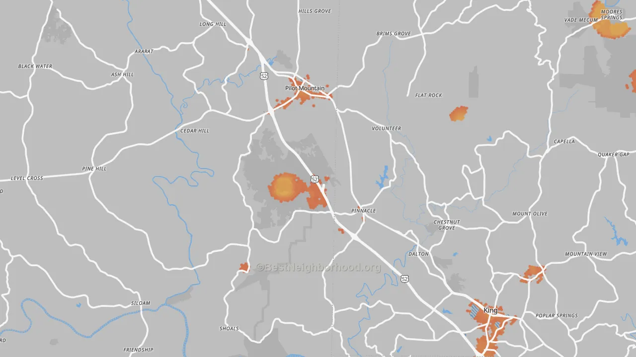 Bike Grade map of Pinnacle, NC