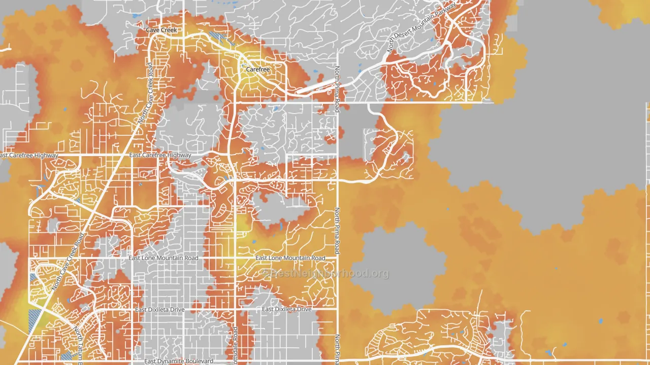 Bike Grade map of Pinnacle Peak, Scottsdale, AZ